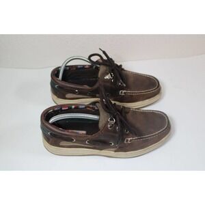 EARTH SHOES Mens Ken Brown Leather Lace Up Boat Shoe Loafer Size 8.5